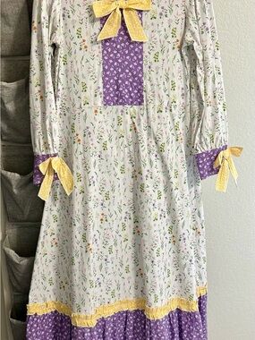 Floral Long Sleeve Prairie Dress with Purple Accents